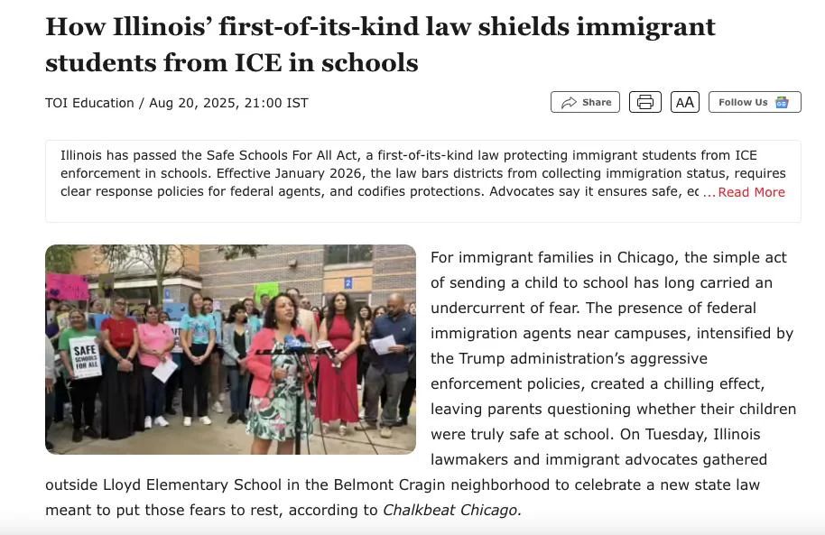 州长普利兹克(J.B. Pritzker)签署了《全民安全校园法》(Safe Schools for All Act)